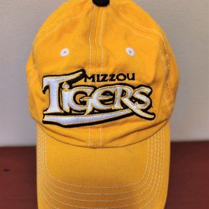 Vintage 1990s Mizzou Tigers Snapback Cap Script Big Logo Gold Hat